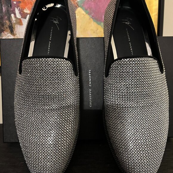 $1,450 Giuseppe Zanotti Men\'s Flavio 20 Rhinestone-Embellished Loafer Blk & Silv main image 7